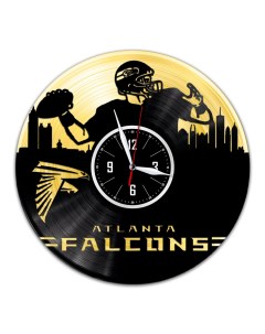Часы из виниловой пластинки c VinylLab Американский футбол с золотой подложкой (c) vinyllab