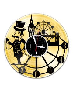 Часы из виниловой пластинки c VinylLab Великобритания с золотой подложкой (c) vinyllab