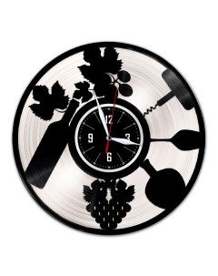 Часы из виниловой пластинки c VinylLab Барные с серебряной подложкой (c) vinyllab
