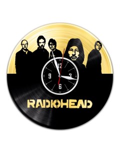 Часы из виниловой пластинки c VinylLab Radiohead с золотой подложкой (c) vinyllab