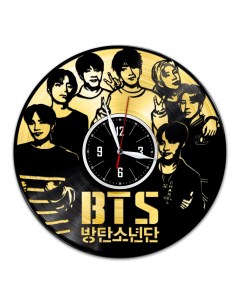 Часы из виниловой пластинки c VinylLab BTS с золотой подложкой (c) vinyllab