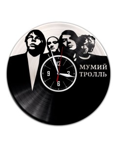Часы из виниловой пластинки c VinylLab Мумий Тролль с серебряной подложкой (c) vinyllab