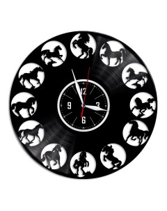 Часы из виниловой пластинки c VinylLab Кони (c) vinyllab