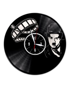 Часы из виниловой пластинки c VinylLab Чарли Чаплин с серебряной подложкой (c) vinyllab