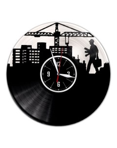 Часы из виниловой пластинки c VinylLab Архитектор с серебряной подложкой (c) vinyllab