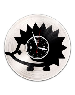 Часы из виниловой пластинки c VinylLab Ёжик с серебряной подложкой (c) vinyllab