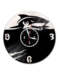 Часы из виниловой пластинки c VinylLab Акула 2 с серебряной подложкой (c) vinyllab