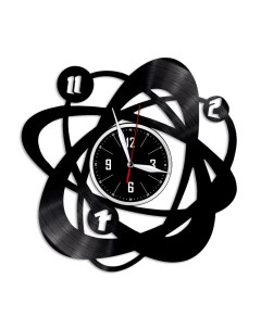 Часы из виниловой пластинки c VinylLab Атом (c) vinyllab