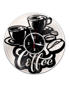 Часы из виниловой пластинки c VinylLab Coffee с серебряной подложкой (c) vinyllab