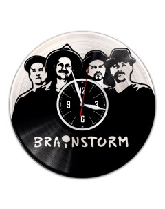 Часы из виниловой пластинки c VinylLab Brainstorm с серебряной подложкой (c) vinyllab