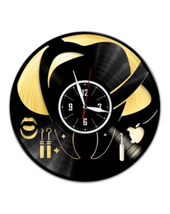 Часы из виниловой пластинки c VinylLab Дантист с золотой подложкой (c) vinyllab