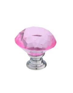 Ручка кнопка цвет розовый Алмаз стеклянная d 30 мм Cappio