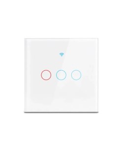 Умный выключатель WiFi трехклавишный сенсорный белый для умного дома голосовое упра Tuya