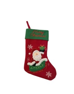 Носок для новогодних подарков с дедом Морозом NW 0027 1шт красный зеленый Wasabi trend