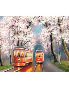 Картина по номерам ярких идей Романтика весенних трамваев MG2418 Цветной мир