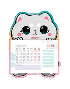 Календарь отрывной на магните 130 180мм склейка Новый кот 2024г Meshu