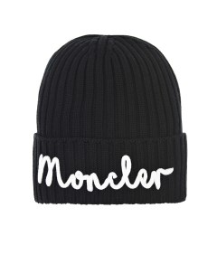 Черная шерстяная шапка с лого детская Moncler