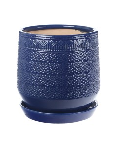 Горшок керамический для цветов синий узор д20 5 Qianjin