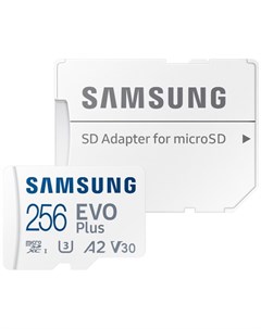 Карта памяти MicroSDXC 256GB MB MC256KA CN EVO Plus Class U3 V30 A2 UHS I Class 10 W 90 МБ с R 130 М Samsung