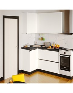 Кухонный гарнитур угловой Gola cor 2 W908 SM Egger белый базовый 2410х600х2260 мм Тбм люкс