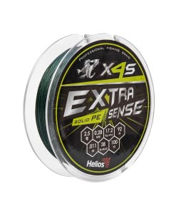Шнур Extrasense X4S PE Green 92m 2 5 38LB 0 28mm HS ES X4S 2 5 38LB Helios