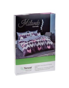 Комплект постельного белья Стрелки евро тенсель 50 х 70 см розово коричневый Milando