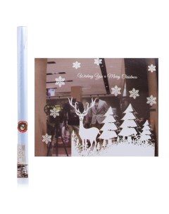Наклейка новогодняя для декора лесная сказка S0070 Снеговичок