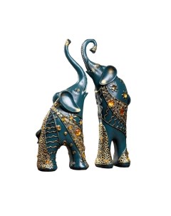 Сувенир полистоун Синие слоны с оранжевыми стразами набор 2 шт 28 5х21х8 3 см Sima-land