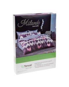 Комплект постельного белья Стрелки двуспальный тенсель 50 х 70 см розовый Milando