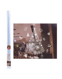 Наклейка новогодняя для декора елочка из снежинок S0071 Снеговичок