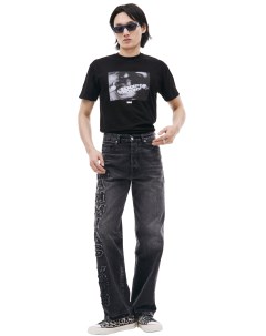 Сервые джинсы с нашивками логотипа Nahmias