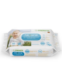 Гипоаллергенные детские влажные салфетки Pure Nature Пантенол и овсяное молочко 60 шт Synergetic