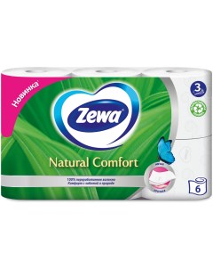 Бумага туалетная Natural comfort 3 слоя 6 рулонов Zewa