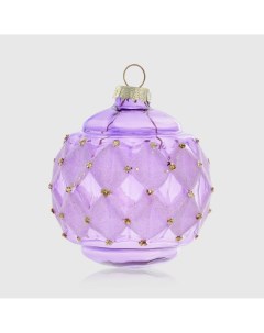 Шар стеклянный фиолетовый с орнаментом 8 см Yancheng shiny