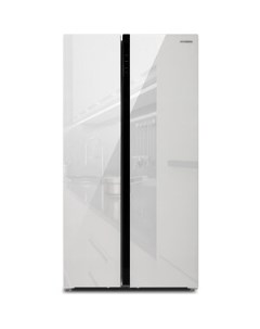 Холодильник CS5003F белое стекло Hyundai