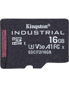Промышленная карта памяти MicroSDHC 16Gb SDCIT2 16GBSP сlass 10 UHS I U3 V30 A1 TLC в режиме pSLC Kingston