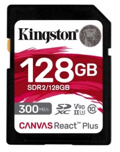 Карта памяти 128GB SDR2 128GB Canvas React Plus SDXC UHS II 300R 260W U3 V90 Kingston