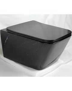 Унитаз 2215BW подвесной Черный мрамор с сиденьем Микролифт Ceramalux