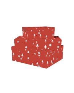 Подарочная коробка Елочки красный 40 5 х 32 5 х 15 5 см Bummagiya