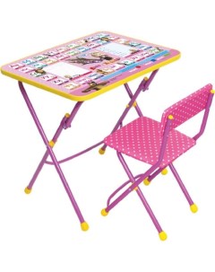 Мебель детская стол стул мягкая Азбука3 Маленькая принцесса металл пластик с подножкой КУ1 17 Nika