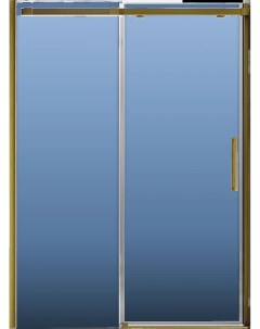 Душевая дверь в нишу Vianno 130х195 профиль брашированное золото стекло прозрачное Veconi