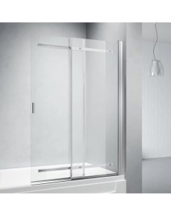 Шторка на ванну Palau 100x140 профиль хром стекло прозрачное Veconi