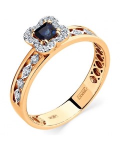 Кольцо с сапфиром и бриллиантами из красного золота Мастер бриллиант