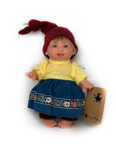 Кукла Джестито Гном девочка улыбается в желтом сарафане 18 см 134 5 Lamagik