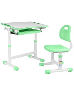 Комплект Karina Парта стул выдвижной ящик белый зеленый Anatomica