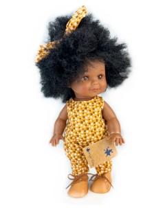 Кукла Бетти темнокожая в леопардовом комбинезоне 30 см 3130 Lamagik