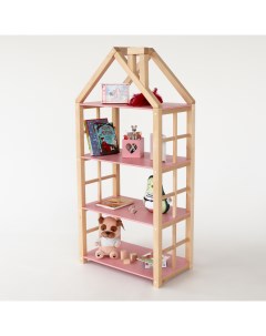 Стеллаж домик Simba FOREST Pink из березы в детскую комнату Simba land детская мебель
