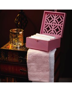 Полотенце подарочное гостевое в упаковке Case Pink 30x30 набор 6шт розовый белый Arya