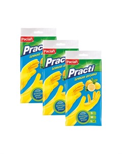 Перчатки резиновые Practi с ароматом лимона размер L желтые 3 упаковки Paclan