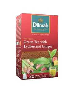 Чай зеленый Личи имбирь в пакетиках 1 5 г х 20 шт Dilmah